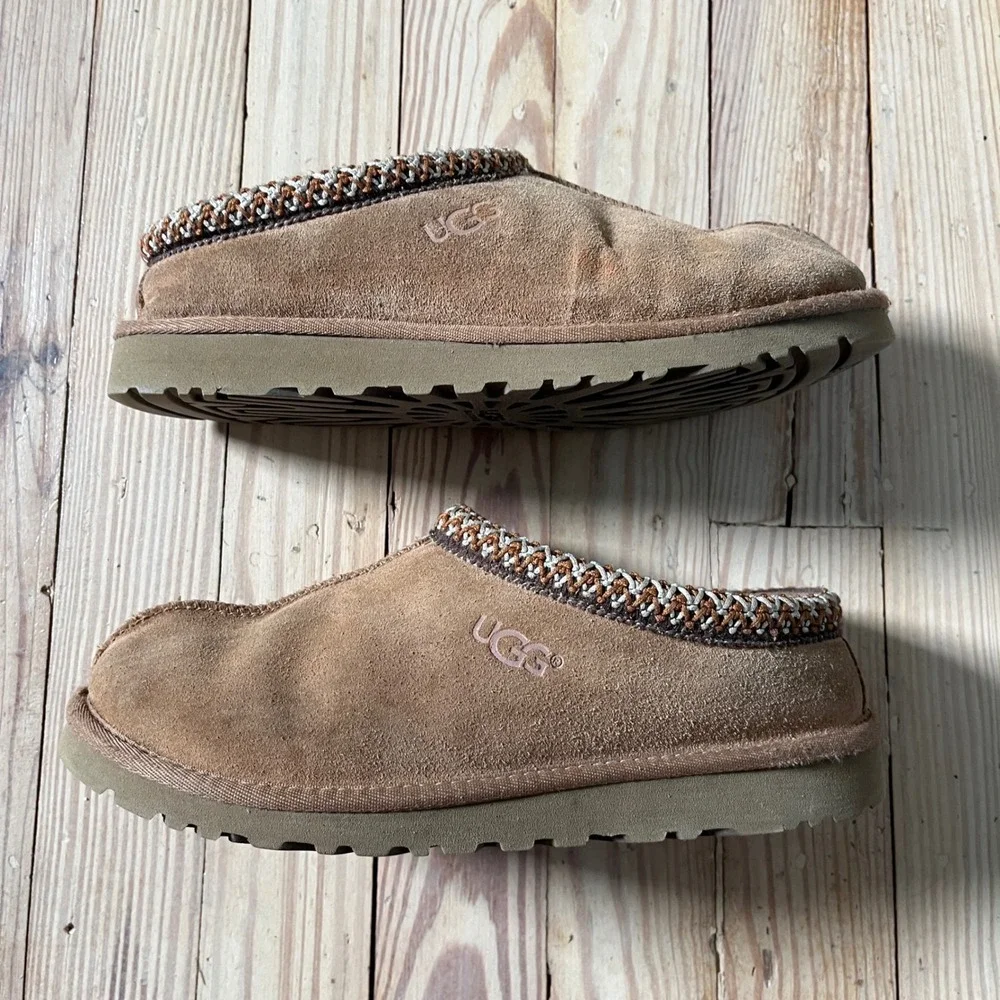 UGG Tasman Slipper Youth 5 Chestnut Brown Suede Sheepskin winter slipon Braid